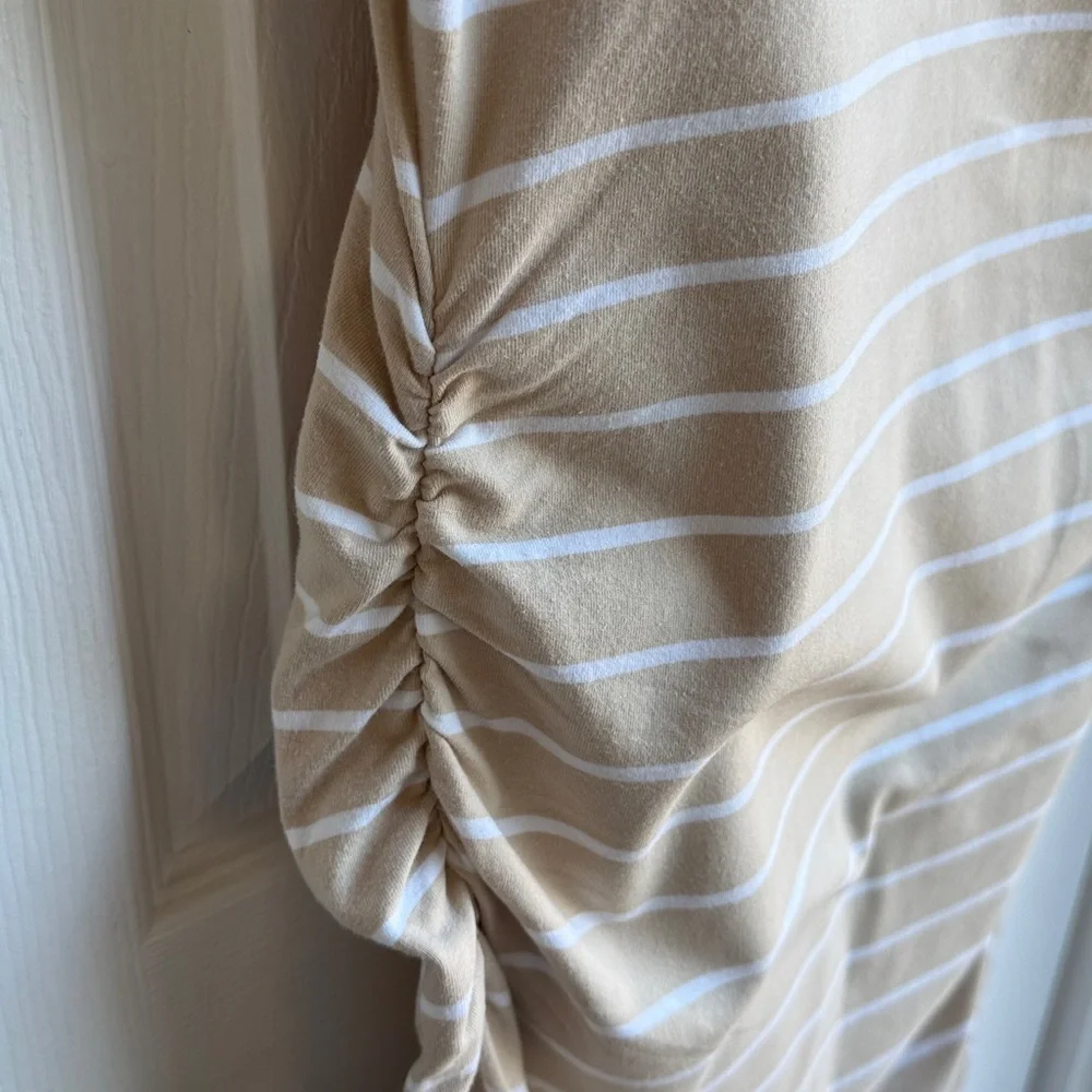 Old Navy Beige Striped Maternity Short-Sleeve Bodycon Dress, Size Medium - Picture 4 of 7
